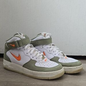 Nike Olive and White High-Tops with Orange Details